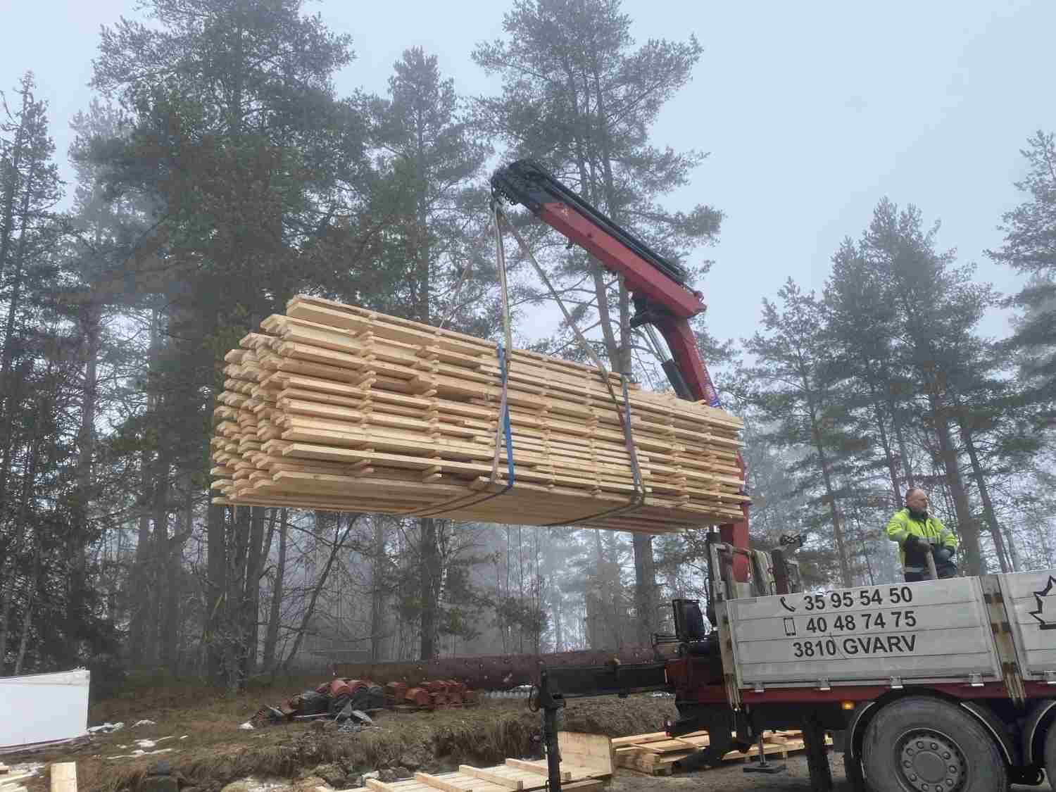 Kranløft av materialer